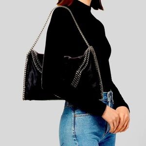 Shaggy Deer Falabella Fold Over Tote Black